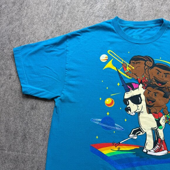 New Day WWE Shirt Men XL Blue Unicorn Trombone Short Sleeve - Picture 3 of 12